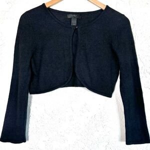 Express Angora Blend Cropped ¾ Sleeve Black Cardigan, Size Large
